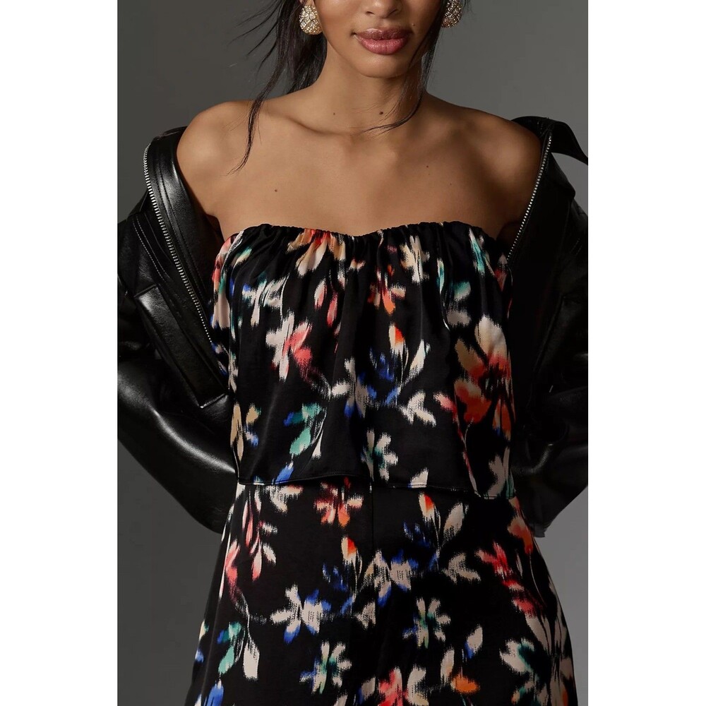 NWT Anthropologie Corey Lynn Calter Black Floral Strapless Jumpsuit Size XL - Picture 11 of 16